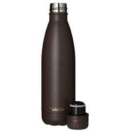 Scanpan Vacuum Stainless Steel Water Bottle 500 ml Water Bottle BPA , 24 Hours Cooling & 12 Hours Warm, Stainless Steel to go, Insulated Flat, Travel Flat in V (Brown Granite To Go)