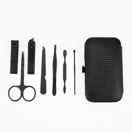 SHULLIN 7 Piece Nail Clippers, Multi-functional Stainless Steel Nail Care Set, Perfect for Manicure, Portable, Includes Exclusive Storage Case, Unisex (Black)