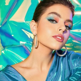 Fychuo Colourful Eyeshadow Palette 16 Colour Glitter Eyeshadow Blue Pink Purple Green Yellow Orange Red Eye Shadow Pallets for Women Stage Makeup Waterproof Eye Make-Up