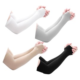 LiXiongBao 4 Pairs UV Sun Protection Arm Sleeves,UPF 50 Sports Compression Cooling Sleeve for Women Men Teenager,Soft and moisture-wicking