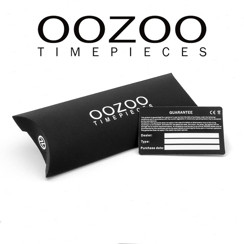 Oozoo Large Women's Watch with Leather Strap and 5-Minute Line