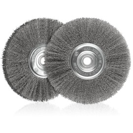 WENORA 8-Inch Wire Wheel for Bench Grinder, 0.012 Carbon Steel Wire with 5/8" Arbor Hole, for Removal of Rust, Paint and Scale from Metal and Wood--2Pcs