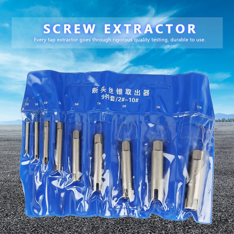 9 Pcs Tap Extractor Set 3/4 Flute Broken Head Screw