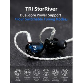 Yinyoo TRI Star River in-Ear Monitor Headphones, Musician Singers Wired Earbuds, 10mm High-Performance Beryllium DD Audiophile Earphones HiFi IEM with 4 Tuning Modes (Green, 4.4mm plug)