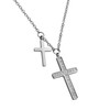 Kistanio Women's Necklace with Cross Pendant Double Cross, silver, Classic