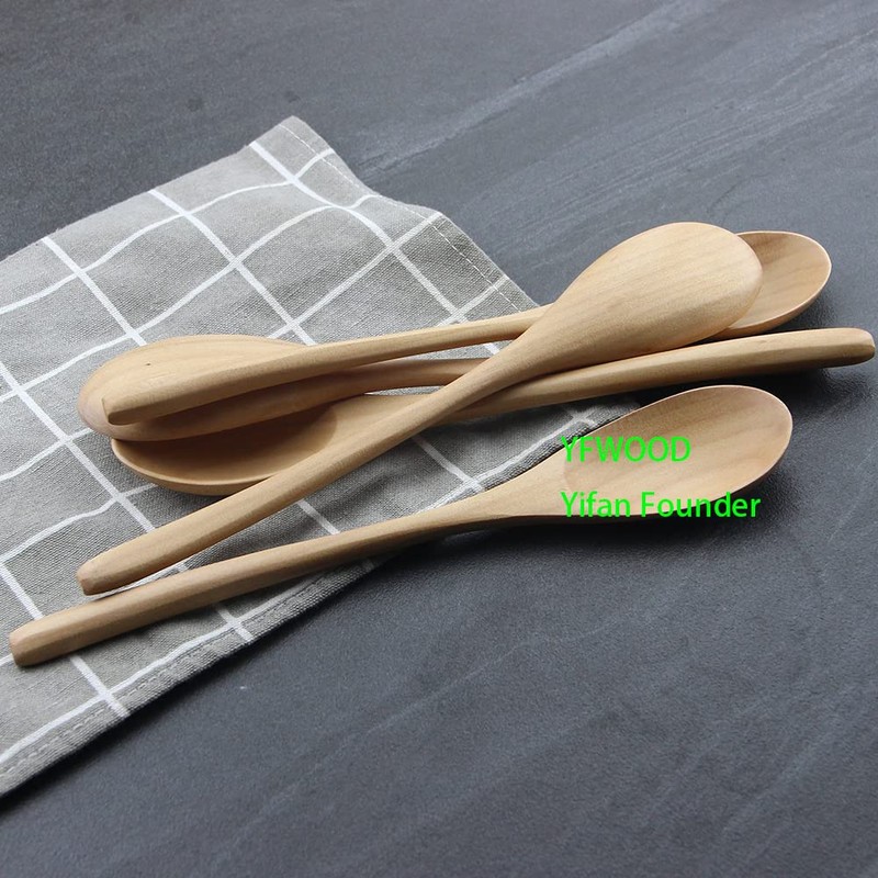 YFWOOD Spoons, Wooden Soup Spoons, Set of 2, Wood Dinner