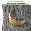 Fence & Tree Mounted Moon Bird Feeder – Cardinal, Squirrel