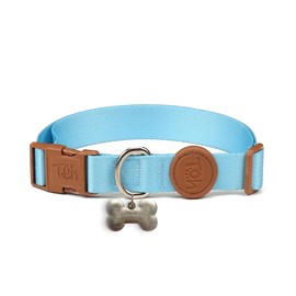 Toh Adjustable Dog Collar with ID Tag – Soft Polyester, Quick Release Buckle – Durable, Waterproof, Cute Dog Collar – Puppy Collar, Stylish Pet Accessories (Blue, Small)