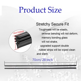 4Pcs Windshield Wiper Blades Refills, DIY Frameless Window Boneless Insert Silicone Strips, Automotive Replacement Windshield Wiper Blades for Most Vehicles (28 INCH)