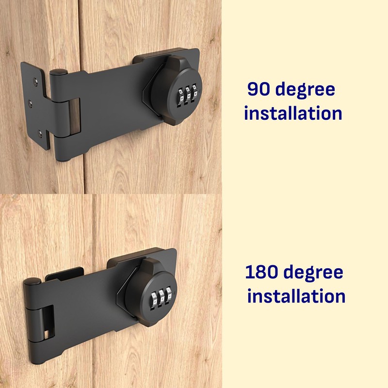 RETRIN 3-Digit Combination Lock, Black, Keyless, Zinc Alloy, Cabinet Door