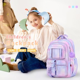 mygreen Girls Backpack, School Kids Backpacks for Girls, Cute Book Bag with Compartments for Girl Kid Students Elementary School, Kids' School Bag Blue