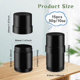 BOSMIOW 15Pcs 30g/1oz Black Plastic Deodorant Containers,Round Twist-up Lipbalm Tubes,Refillable Cosmetic Containers for Homemade Solid Perfume,Lotion Bar,Chapstick,Crayon