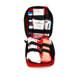 Basic Bleeding Control Kit from iThrive Medical - Stop The Bleed Kit with CAT Tourniquet, Trauma Dressing, Gauze & More - Public Access Emergency First Aid Kit in Red Nylon Bag