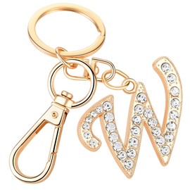 Keychain for Women AlphaAcc Purse Charms for Handbags Crystal Alphabet Initial Letter Pendant with Key Ring