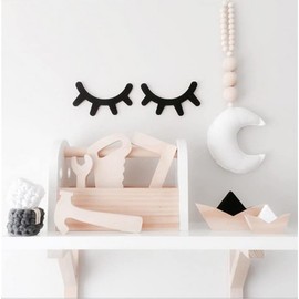 1 Pair of Eye Eyelashes Wooden Children's Room Wall Decoration Eyelashes Background Wall Sticker Eyelashes Wood for Children Bedroom Wall Art Decoration Environmentally Friendly Christmas Decoration
