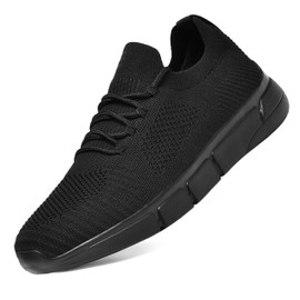 HUHV Tech Knit Lace-Up Unisex Walking Shoe - Black Night, Men's 12 / Women's 15 M