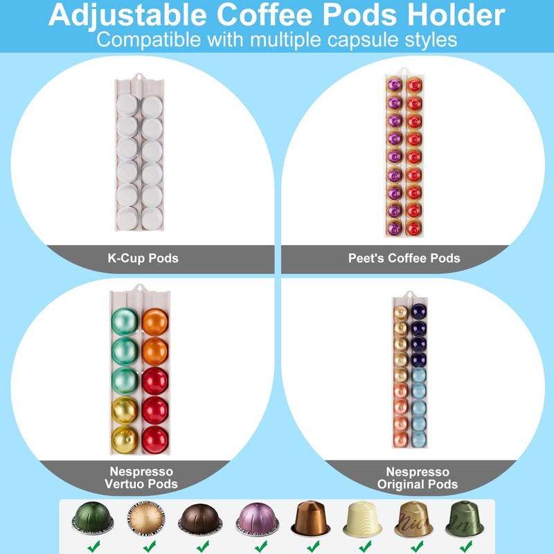 Adjustable K Cup Holder, Space Saving Coffee Pods Holder
