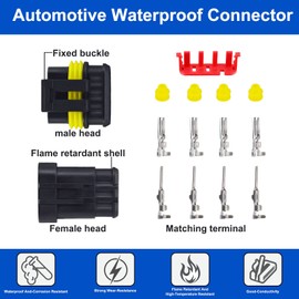 Leehitech 352PCS Car Waterproof Electrical Connectors, 1/2/3/4 Pin Waterproof Wire Connectors Kits, Automotive Electrical Terminal Plugs and Connectors for 12V-24V Motorcycle Scooter Car Truck Boats