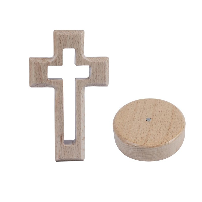 Tiardey Wooden Cross with Base, Wooden Cross for Standing, Cross