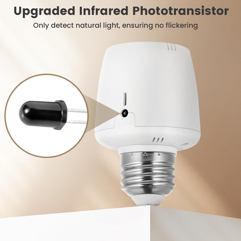 SURAIELEC Light Sensor Socket, Automatic Dusk to Dawn Sensor Socket,
