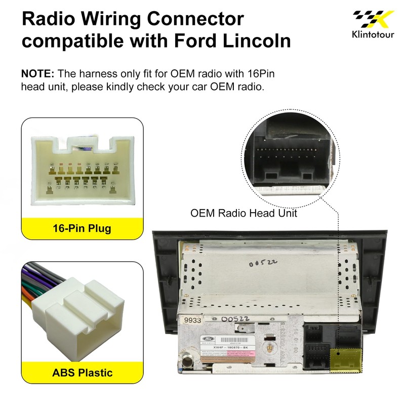 Radio Wiring Harness Compatible with Ford 1999-2006/Lincoln 1998-2005/Mercury 1998-2005, Stereo
