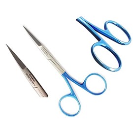 Premium German - Iris Micro Dissecting Scissors,Gum Scissors,Suture Scissors Eye/Dental Scissors Curved Straight -Ideal for Medical Nurses, EMS, Students, Education & More (Straight Blade 4.5")