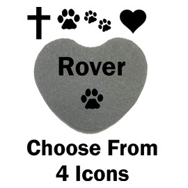 GraphicRocks Pet Memorial Headstone Grave Marker Gray Natural Stone Heart