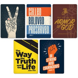 Youth Ministry Scripture Magnets, Bulk Set of 5 Inspirational Christian Fridge Magnets for Boys Girls & Teens, Cool Religious Bible Verse Tokens for Whiteboards, Classrooms, & Memorization