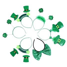 Baluue 6pcs Carnival Headband Sequin Petticoat Knotted Christmas Headband Tulle Favors Shamrock Knotted Headband for Women Day Stickers Pink Tutu Kilt Topper Costume Polyester Cloth Green