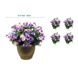 365 Blooming Decor Artificial Pansy Flowers for Outdoor, Indoor, UV Resistant Luxury Fake Silk Pansies, Set of 4 for Planter, Porch, Window Box Home Decor