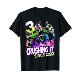 Birthday Boys Monster Truck 3 Year Old 3rd Birthday Party T-Shirt