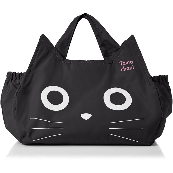 Aiko Neko-chan Convenience Store Bag with Gusset, Black, Approx. 11.6 x 7.5 x 7.5 inches (29.5 x 19 x 19 cm)