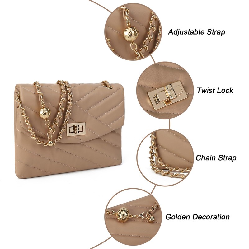 VNFIOEI Women's Small Shoulder Bag Elegant Handbag, apricot