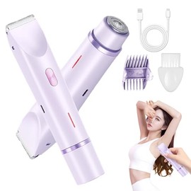 Depiladora Electrica Mujer,Portátil Sin Dolor 2 En 1 dual head shaver mujer, Rasuradora Mujer, USB Recargable，Afeitadora electrica para mujer sin dolor, cejas, axilas y recortadora electrica bikini. (Morado)