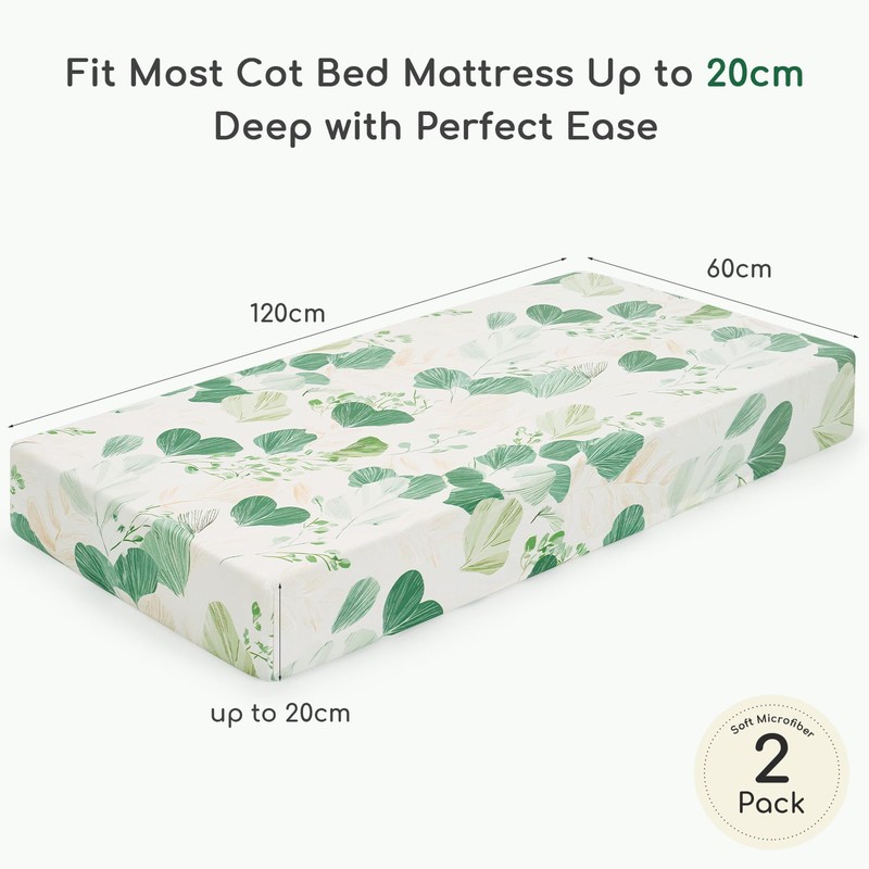 Yukkidds Cot Sheets 120x60 Fitted Cotbed Sheet 2 Pack Baby