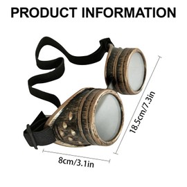 Fesatccoz Vintage Steampunk Goggles Gothic Style Protective Glasses Unisex Protective Glasses Welder Punk Protective Glasses Vintage Victorian Steampunk Glasses