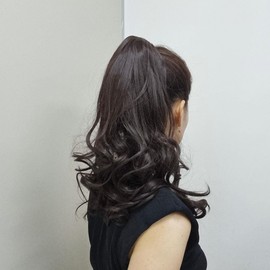 Ponytail Extension 18Inch Curly Wavy Straight Synthetic Hairpiece Clip in Claw hair extension One Piece Long Tails for Women (Natural Black)