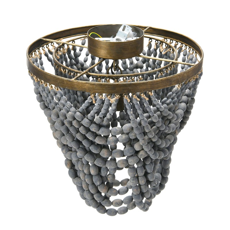 Creative Co-Op 2-Tier Draped Wood Bead Semi-Flush Mount Ceiling Light