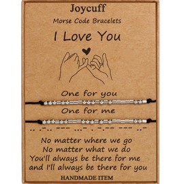 Matching Morse Code Bracelets for Couple Women Men Pinky Promise Long Distance Relationship Jewelry Valentines Day Gift for Bf and Gf Friendship Strand 2 Pcs Bracelets for Him and Her Christmas