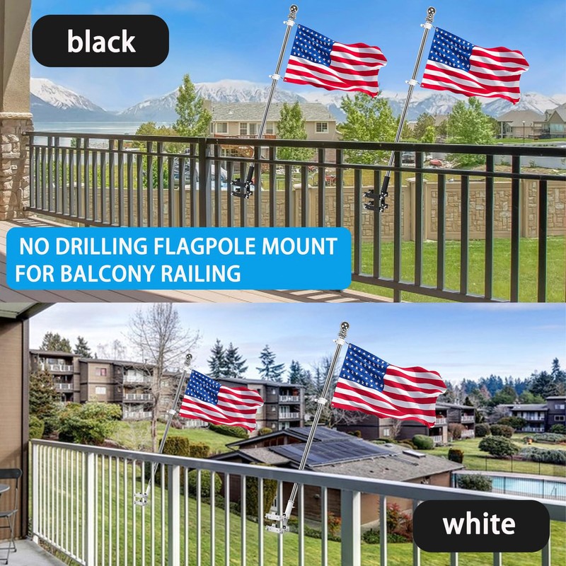 No Drill Flag Pole Holder for Railing,Flag Pole Mount for