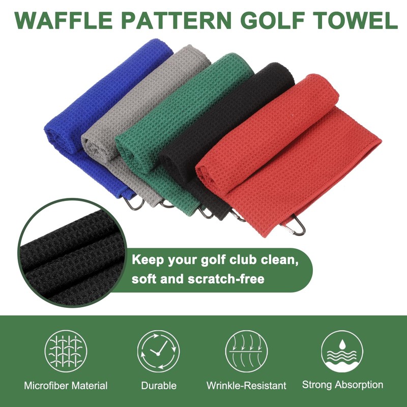 PATIKIL 16"x16" Microfiber Golf Towel, 3 Pack Tri-Fold Golf Towels