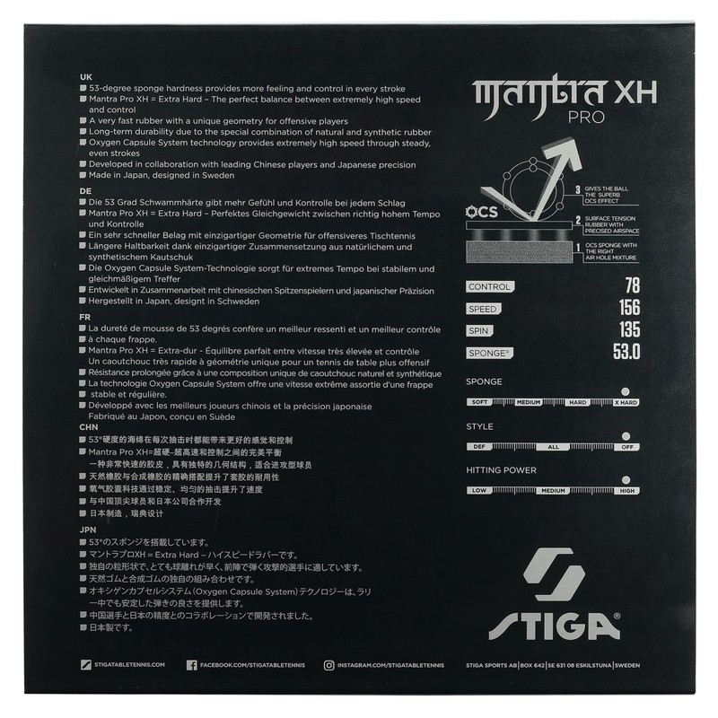 STIGA Mantra Pro XH Table Tennis Pad (Black)