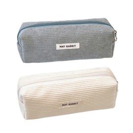 EHDWXVZM 2 Pieces Corduroy Pencil Bag, Educational Stationery Storage Bag, Simple Stationery Bag, Girls Pencil Bag, School Supplies, gray, Fashionable