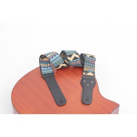 Rufun Guitar Strap Retro Jacquard Weave Accessories Adjustable Length for Bass Electric Guitar Acoustic Guitar 3 Picks Included, Blue waves