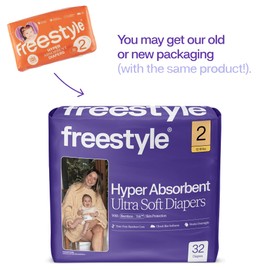 Freestyle BambooTek Diapers – (Size 2) Hyper Absorbent & Non-Toxic – Disposable Diapers for Sensitive Skin – Ultra Soft Diapers (12-18 lbs) – 192 Count