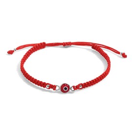 Simbolik Handmade Adjustable Red String with Evil Eye Charm for Women and Men, Good Luck Bracelet, Kabbalah Red String of Fate, Mal de Ojo