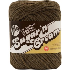 Lily Sugar 'N Cream The Original Solid Yarn, 2.5oz, Medium 4 Gauge, 100% Cotton - Warm Brown - Machine Wash & Dry