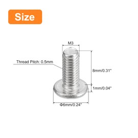 sourcing map M3-0.5 x 8mm 20Pcs Flat Round Head Screws 304 Stainless Steel Phillips Drive Machine Screws Hardware Fastener for Furniture Connection