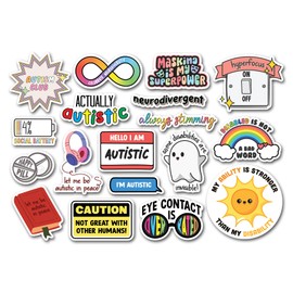 A4 Sticker Sheet Autism Vinyl Stickers - Celebrate Neurodiversity Autistic Neurodivergent Awareness Hidden ADHD Disability Stickers #82474