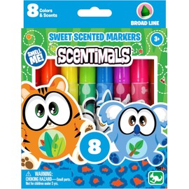 Scentimals Broadline Markers 8ct Set - Vibrant Colors, Fruity Scents, Washable for Drawing, Coloring, Art Projects & Crafts